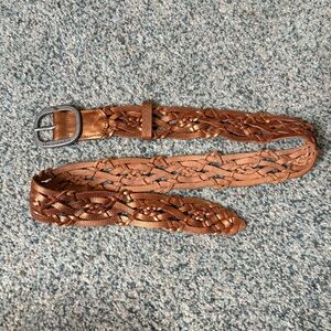 Y2K Abercrombie Metallic Braided Leather Belt Juniors L/XL